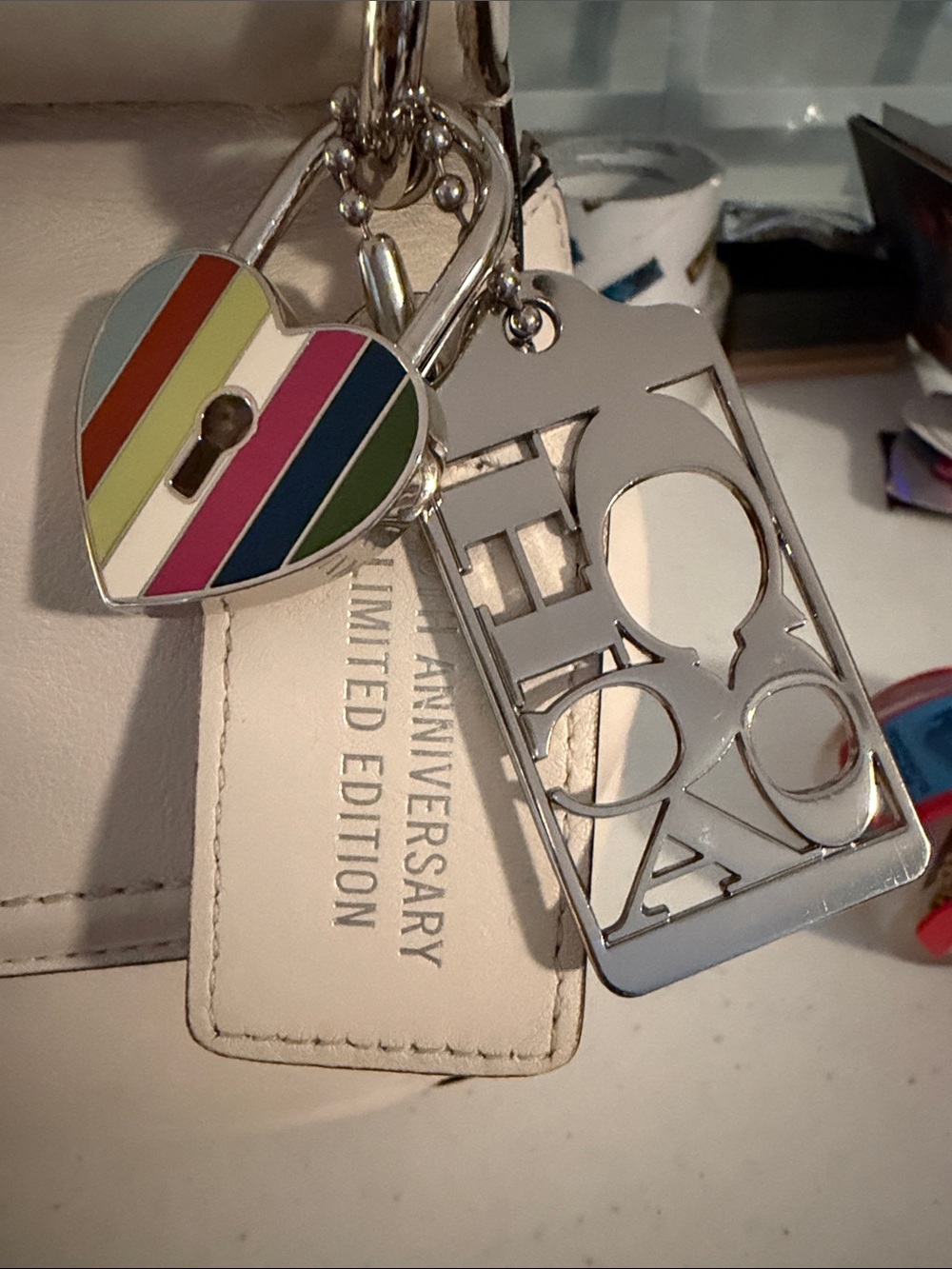 Coach 70th Anniversary Winter White W/Silver Willis Set 3 Tags and Coach Scarf - Picture 3 of 17